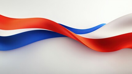 Naklejka premium Abstract Waving Flag Design Netherlands Colors Red White Blue Patriotic Graphic