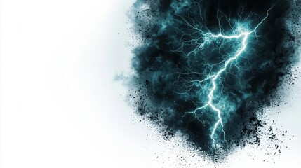 a glowing storm spell with vibrant thunderbolts, fantasy magic element, bold and electric, isolated on white background