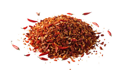 Naklejka premium Close up spicy chili red pepper flakes png 