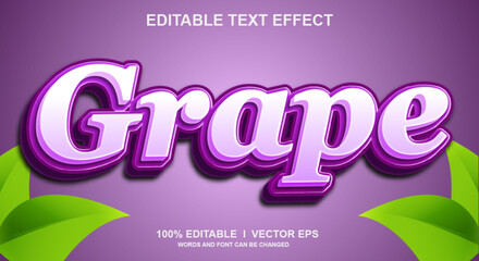 grape 3d vector text effect with modern style design
