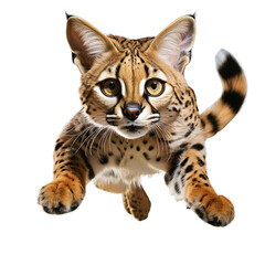Obraz premium Savannah cat with a serious expression facing front