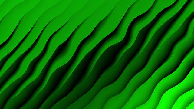 Abstract animation of green waves. fancy wave animation. 3d animation. loop animation background