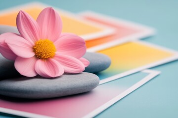 A leaflet advertising a yoga retreat with relaxing colors and peaceful imagery