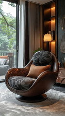Luxurious Modern Swivel Lounge Chair in Elegant Home Interior