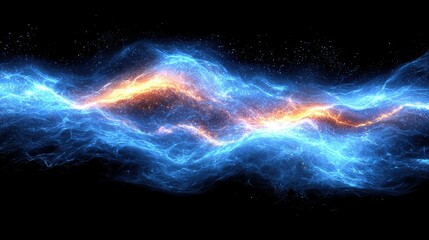 Abstract Blue and Orange Energy Wave Flowing