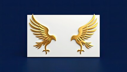 Obraz premium Golden Birds Wings Luxury Emblem 3D Render White Background Elegant Design