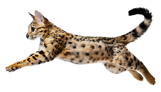 A cute Savannah cat in a proud sitting pose