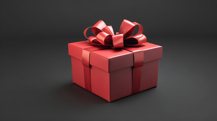 Obraz premium red gift box with ribbon