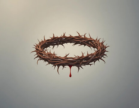 Crown of Thorns with Dripping Blood Symbolizing Sacrifice and Redemption