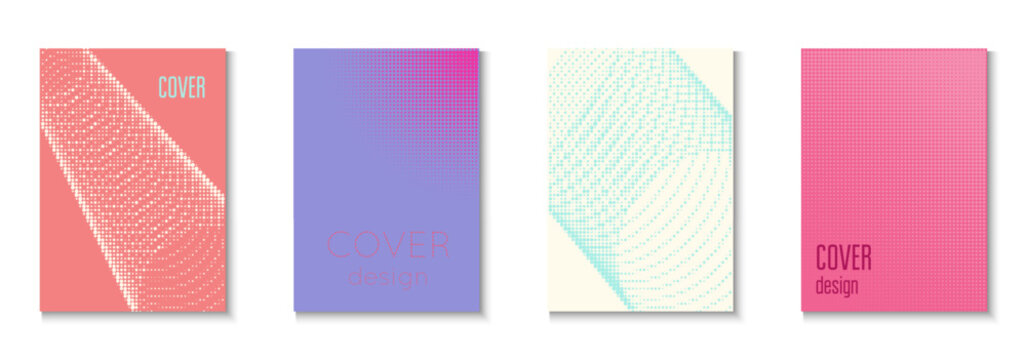Line Template Set. Summer Concept With Minimal Art. Young Hipster Design On Annual Page. Halftone Flyer. Minimalist Music Pattern. Geometric Abstract Poster. Trendy Line Template