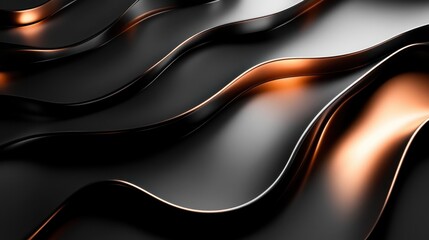 Obraz premium Abstract Black and Copper Wave Pattern: Sleek Modern Design Background Texture