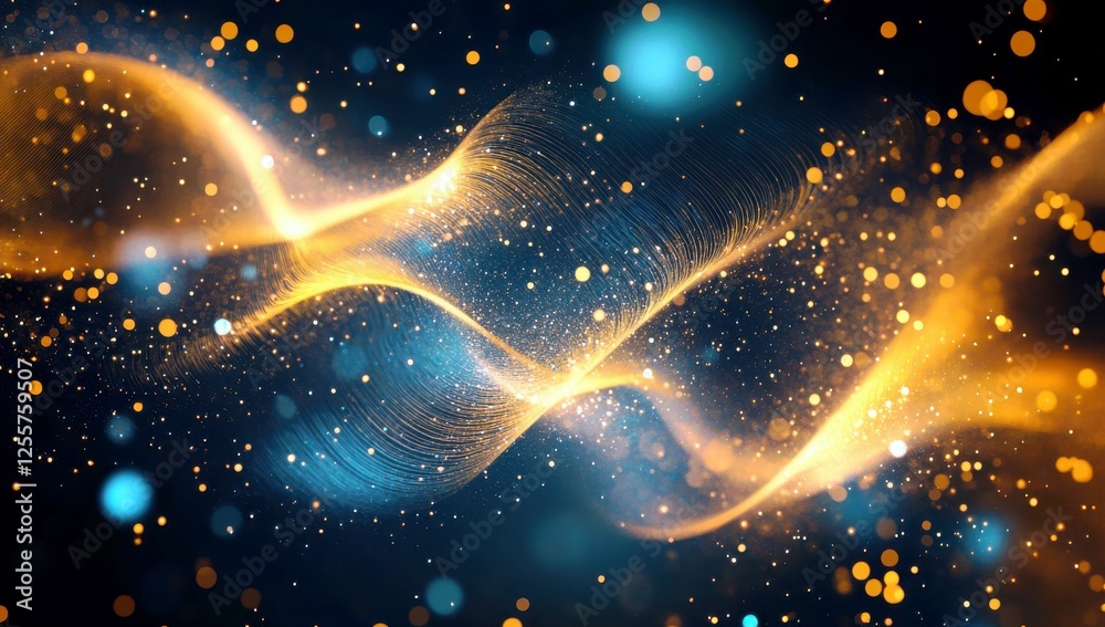 Fototapete Abstract Wave Patterns with Glowing Lights and Bokeh Effects Creating a Dynamic Background for Visual Projects and Art Creations
