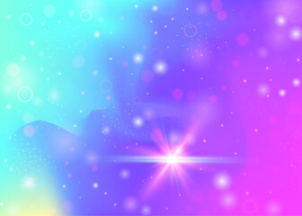 Unicorn Invitation. Purple Magic Pattern. Girl Hologram. Fairytale Galaxy Effect. Pink Girlish Gradient. Blue Universe Background. Rainbow Backdrop. Neon Unicorn Invitation.