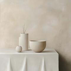 This image showcases a minimalist interior decoration scene. 