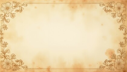 Antique parchment background with floral border for vintage love letter design