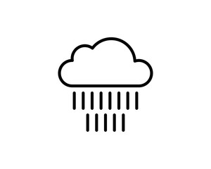 Simple line art icon depicting a cloud with rain. Perfect for weather apps, websites, or presentations needing a clean, minimalist design.