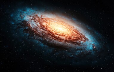 A stunning view of a spiral galaxy glowing in the depths of space.