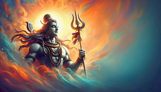 Happy maha shivratri Lord shiva portrait design poster background
