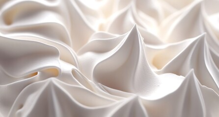 Obraz premium Creamy Swirls: An abstract close-up shot of fluffy white cream, showcasing its texture and soft peaks, creating a luxurious and delicious visual appeal.