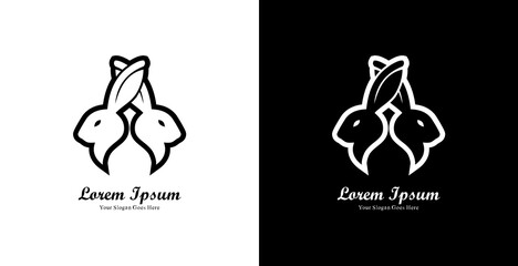 The logo design is in the form of two rabbit heads back to back