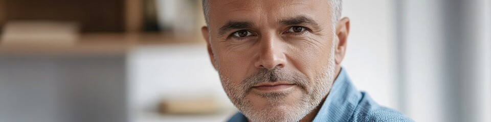 Obraz premium Portrait of a person with a blue shirt, suitable for business or casual use