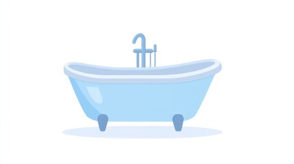 Light Blue Bathtub Illustration, Interior Design, Bathroom Accessory, Simple Icon