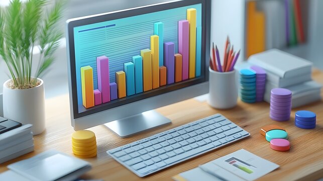 Business consultants analyzing profit and loss statements with financial projections, 3D cartoon style