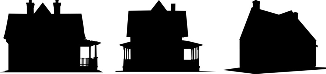 houses silhouette on white background vector