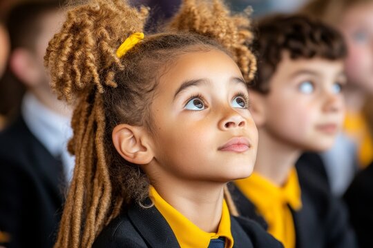 A school assembly where pupils are gathered for an inspiring speech