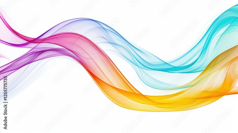 Wall mural color abstract waves background. rainbow curve lines illustration isolated on white. luxury colorful