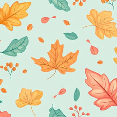Fototapeta premium A seamless fall floral design on pastel color made with generative AI