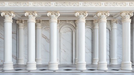 Fototapeta premium Elegant Marble Columns: A 3D Render of Classical Architecture AI Generated