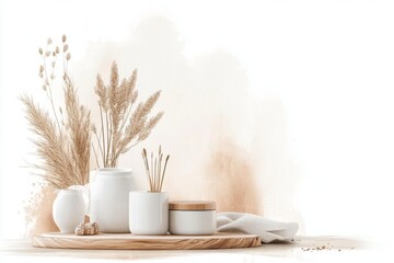 A soft watercolor painting of a cozy home media room with warm lighting, a plush sofa, and a projector screen