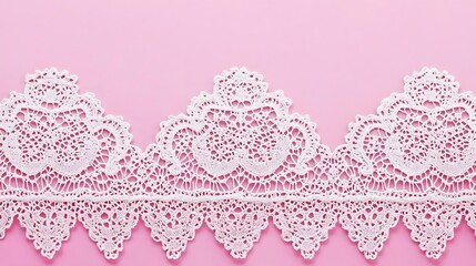 Delicate White Lace on Pink Background