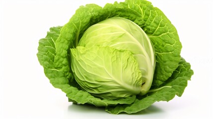 Fototapeta premium Isolated Green Cabbage on White Background
