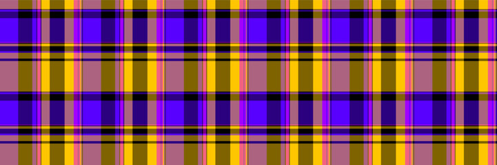 Vibrant plaid pattern in bold purple, gold, and muted pink hues.  Perfect for textile design, fashion, and website backgrounds.