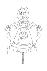 Scarecrow for celebrating Shrovetide. Hand drawn clip art for your project.