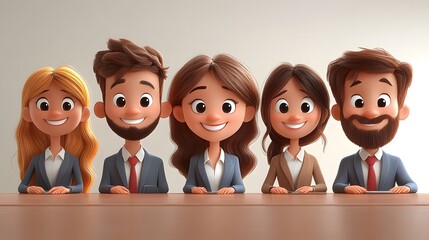 Business team working together to enhance customer satisfaction, 3D cartoon style