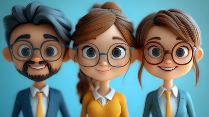 Business team working together to enhance customer satisfaction, 3D cartoon style