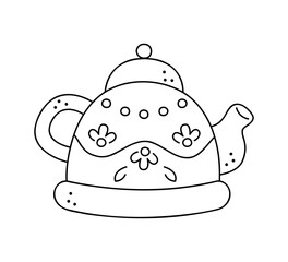 Teapot with a pattern. Hand drawn clip art for your project.