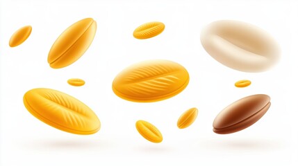 Various Floating Coins in Different Shades Representing Wealth and Currency in a Modern Design