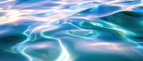 Abstract water surface with shimmering reflections and gentle waves, calming and serene.