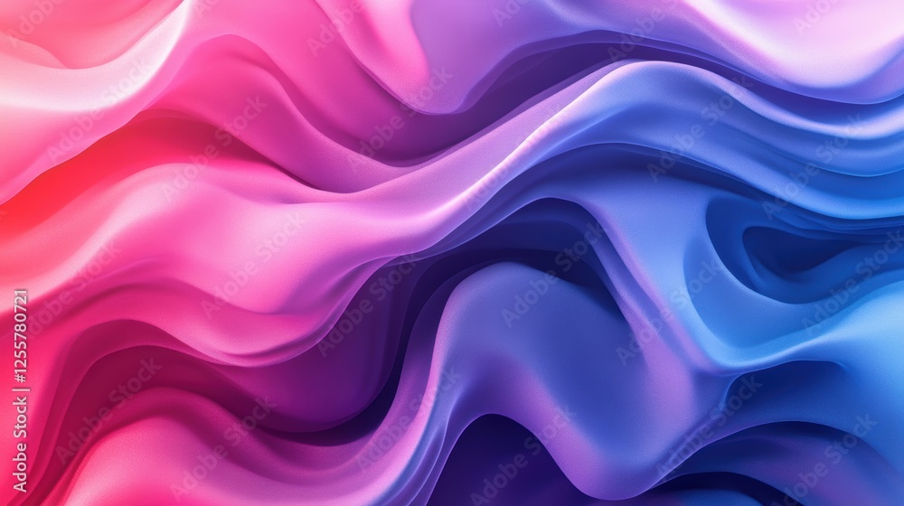 Wall mural abstract waves of pink and blue creating a smooth and dynamic background.