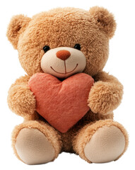 PNG A teddy bear hugging a heart plush toy adorable.