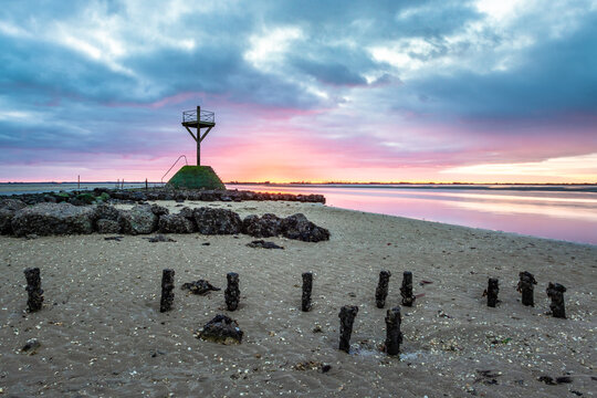 Balise du passage du Gois entre l'&icirc;le de Noirmoutier et le continent