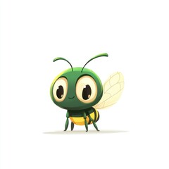 Cute cartoon bee illustration, cheerful and friendly, isolated on white background, children's book illustration