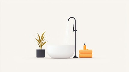 Modern Minimalist Bathroom Scene with Clean Lines and Natural Elements for Relaxation and Serenity