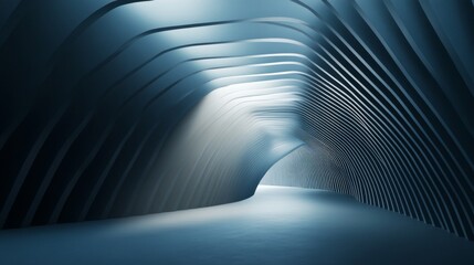 Abstract Blue Geometric Tunnel with Light and Dark Patterns