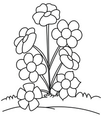Cute cartoon hand drawn vector flowers coloring page.
