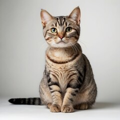 Obraz premium American shorthair cat sitting on a white background
